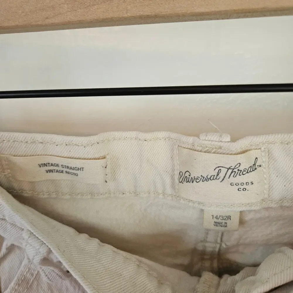 Universal Thread Vintage‎ Straight High Waist Jeans 14 Ivory Denim